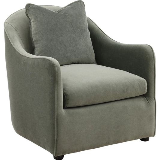 Elissa Occasional Chair Green by Arch & Plane in opal eucalyptus. Made from velvet fabric in a unique style.