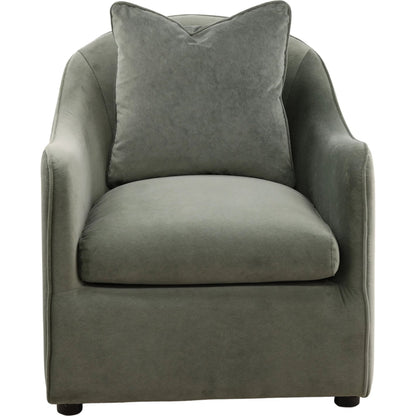 Tammie Occasional Chair Green by Arch & Plane in opal eucalyptus. Made from velvet fabric in a eclectic & global style.