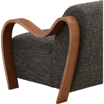 Estevan Occasional Chair Cream by Arch & Plane in agate cream, brown. Made from textured striped chenille, oak wood in a transitional style.