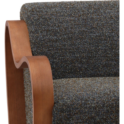 Estevan Occasional Chair Cream by Arch & Plane in agate cream, brown. Made from textured striped chenille, oak wood in a transitional style.