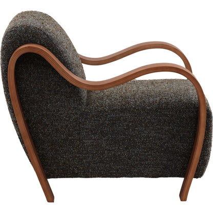 Estevan Occasional Chair Cream by Arch & Plane in agate cream, brown. Made from textured striped chenille, oak wood in a transitional style.