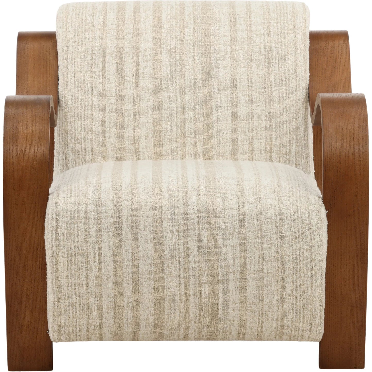 002 SI-2440853 | Additional Silo | Estevan Occasional Chair Cream by Arch & Plane in agate cream, brown. Made from textured striped chenille, oak wood in a transitional style.