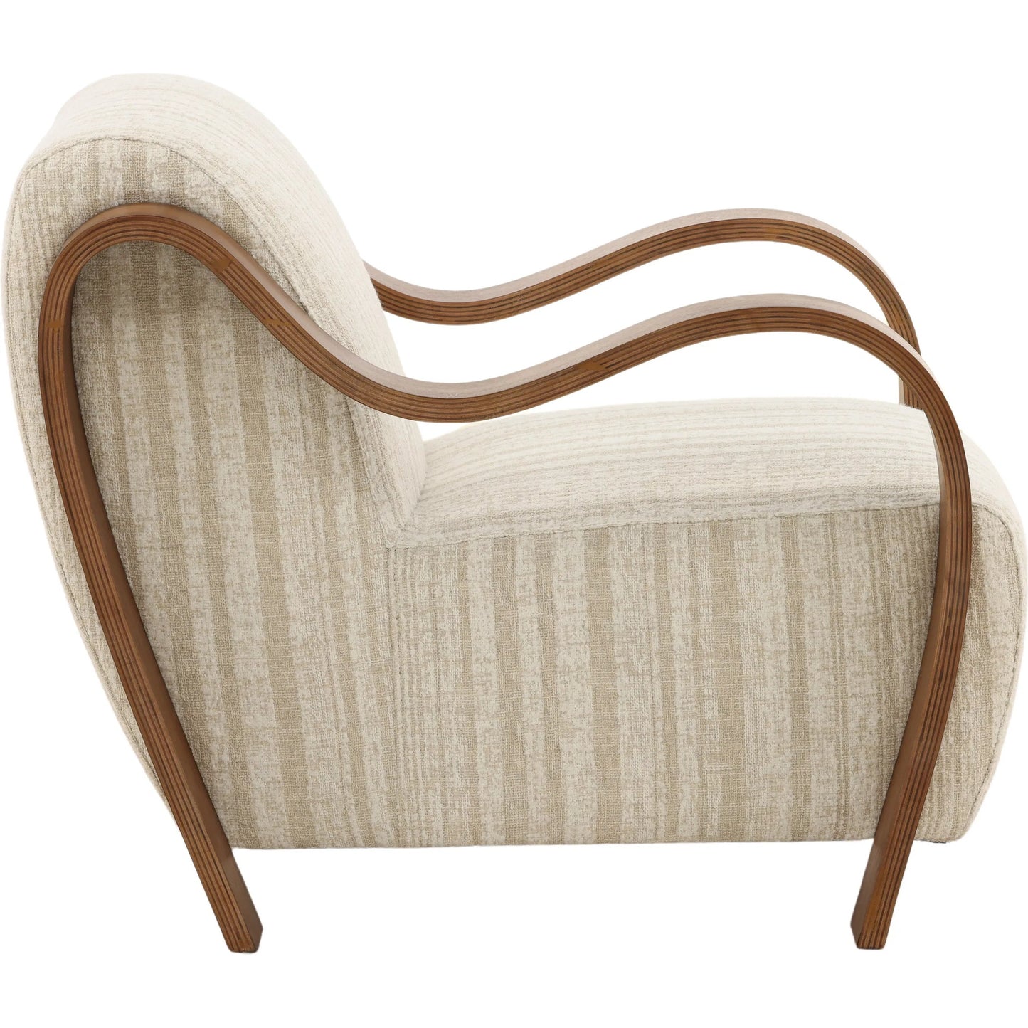003 SI-2440853 | Additional Silo | Estevan Occasional Chair Cream by Arch & Plane in agate cream, brown. Made from textured striped chenille, oak wood in a transitional style.