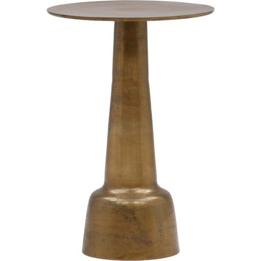 Evie Antique Brass Side Table by Arch & Plane in gold and vintage antique brass finish. Made from aluminum in a modern style.