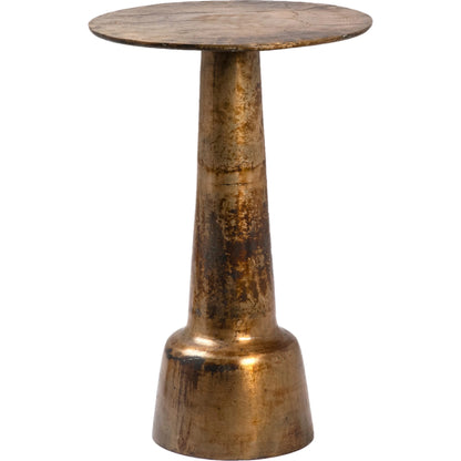 Evie Antique Brass Side Table by Arch & Plane in gold and vintage antique brass finish. Made from aluminum in a modern style.