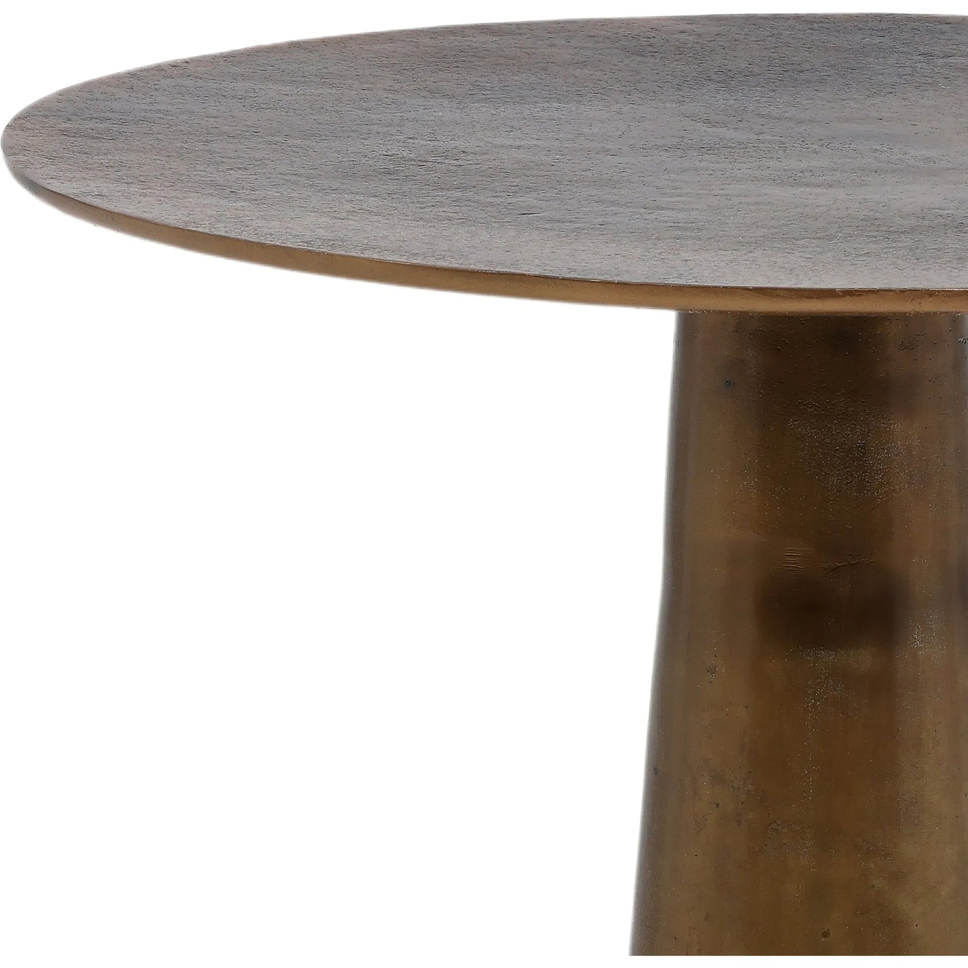 Golbez Side Table by Arch & Plane in antique brass. Made from aluminum in a modern style.