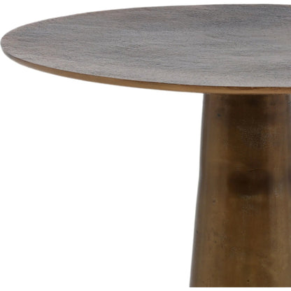 Golbez Side Table by Arch & Plane in antique brass. Made from aluminum in a modern style.