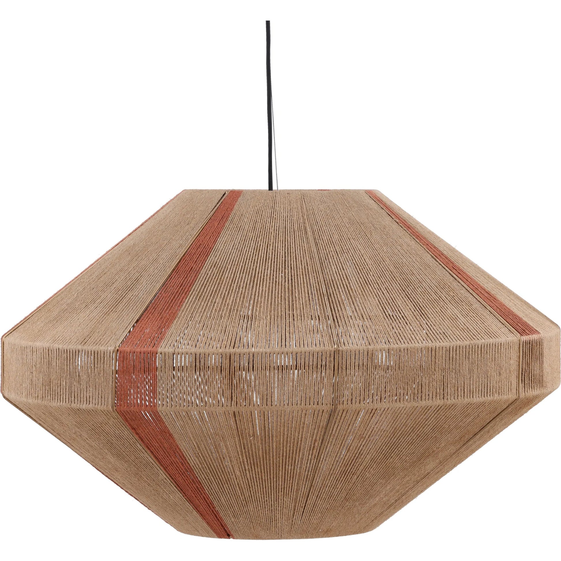 Zetta Pendant Light by Arch & Plane in natural, rust. Made from jute rope, iron in a rustic style.