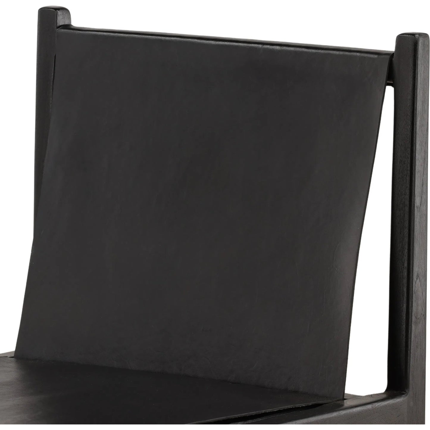 006 SI-2533082 | Closeup | Leamon Dining Chair by Arch & Plane in black. Made from geniune leather, teak wood in a unique style.