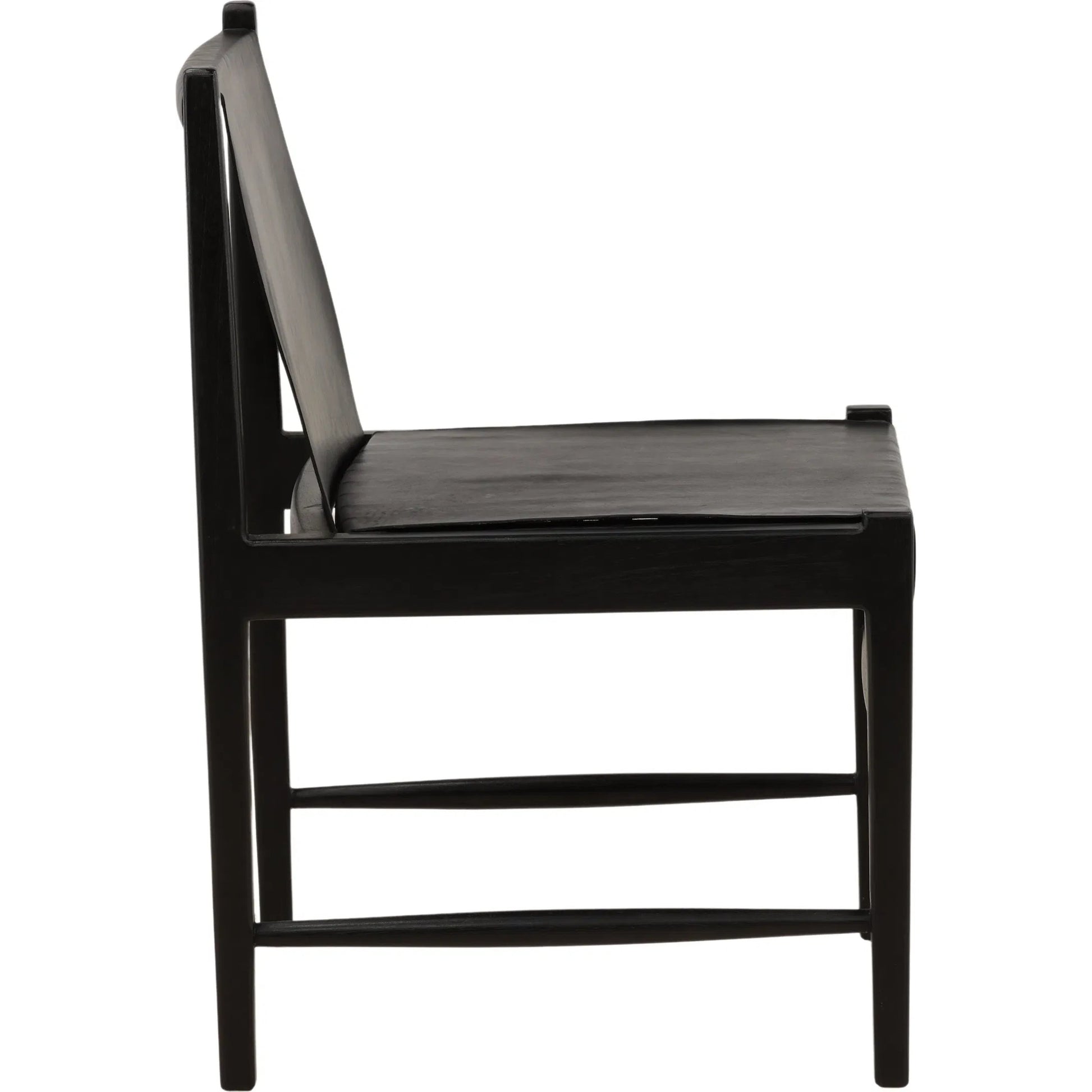 Leamon Dining Chair by Arch & Plane in black. Made from geniune leather, teak wood in a unique style.