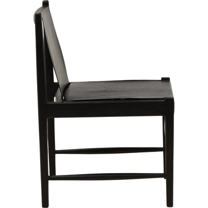Leamon Dining Chair by Arch & Plane in black. Made from geniune leather, teak wood in a unique style.