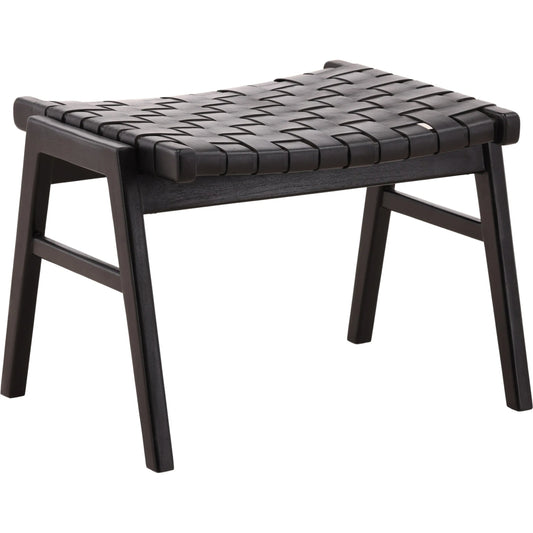 Luisa Ottoman by Arch & Plane in black. Made from leather, teak wood in a unique style.