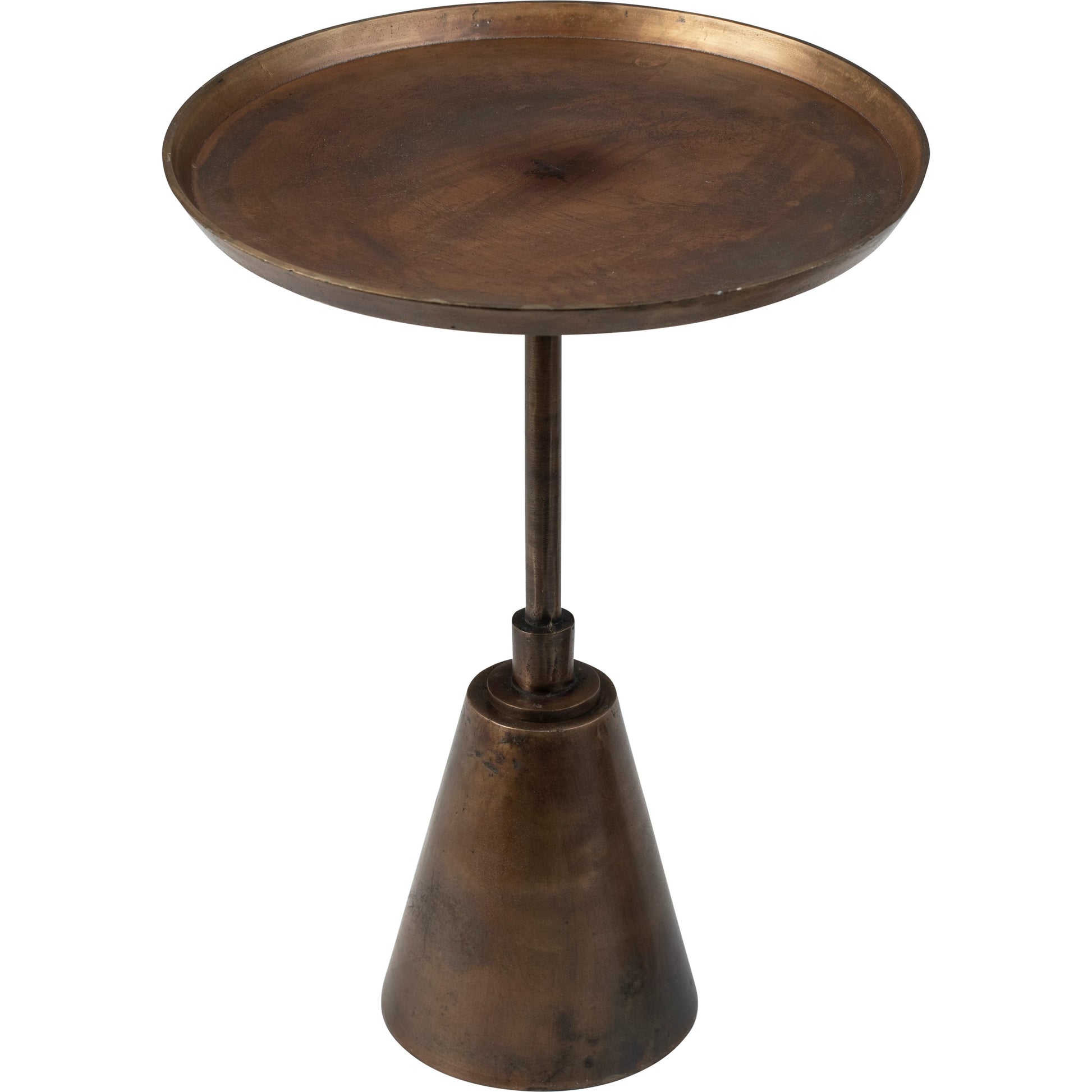 Sunbury Antique Brass Finished Side Table by Arch & Plane in gold and oil brass finish. Made from cast aluminum in a modern style.