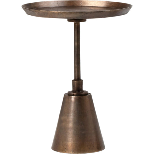 Sunbury Antique Brass Finished Side Table by Arch & Plane in gold and oil brass finish. Made from cast aluminum in a modern style.