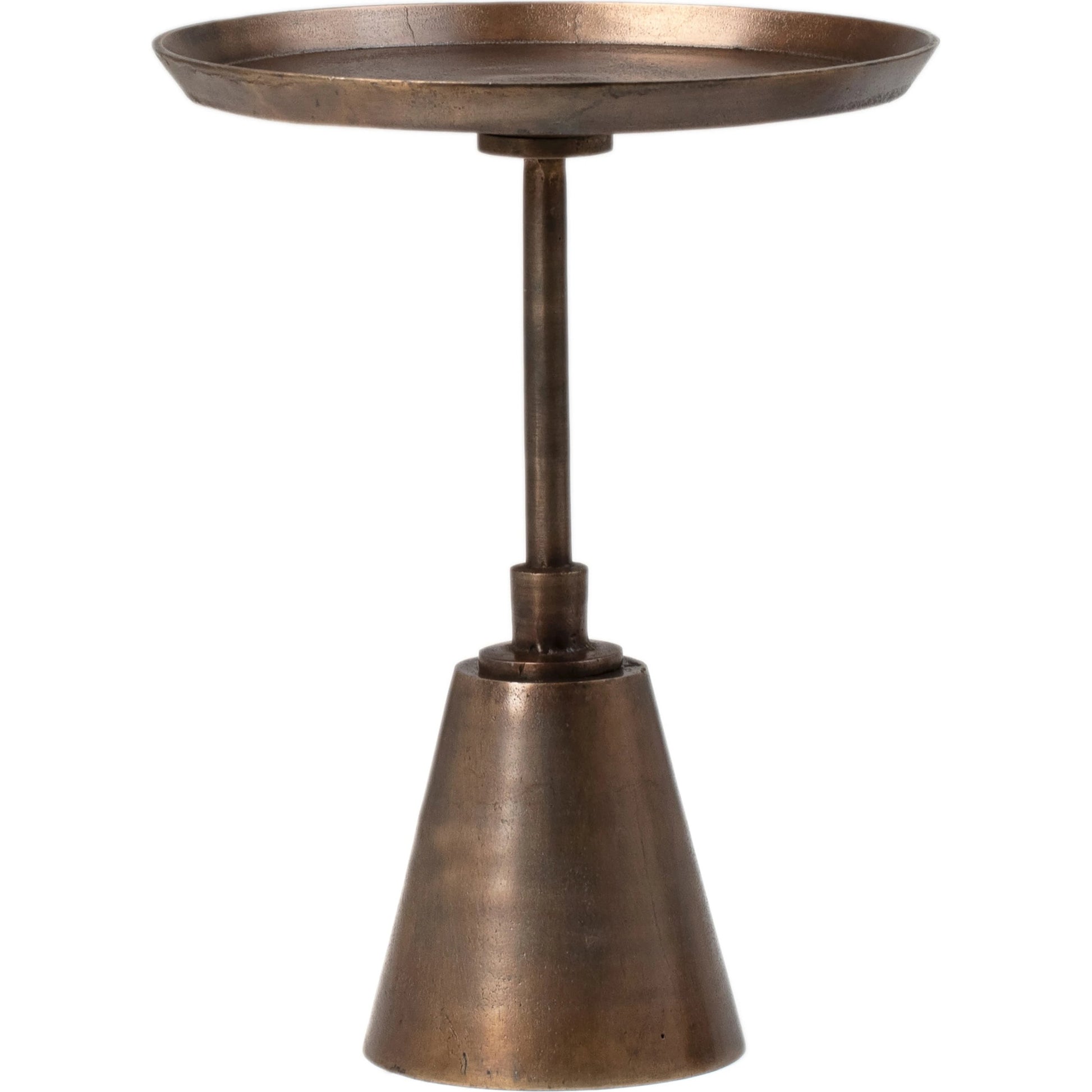Sunbury Antique Brass Finished Side Table by Arch & Plane in gold and oil brass finish. Made from cast aluminum in a modern style.