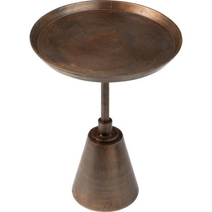 Sunbury Antique Brass Finished Side Table by Arch & Plane in gold and oil brass finish. Made from cast aluminum in a modern style.