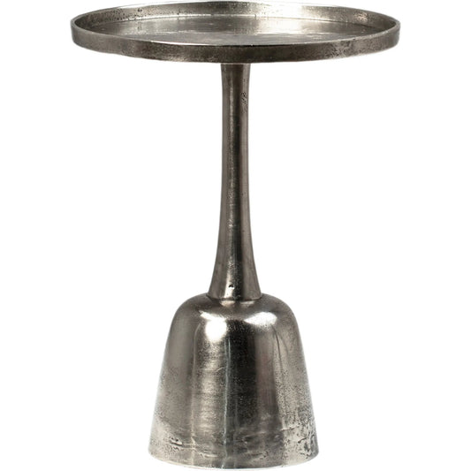 Wolvar Side Table by Arch & Plane in raw nickel with black patina finish. Made from cast aluminum in a unique style.