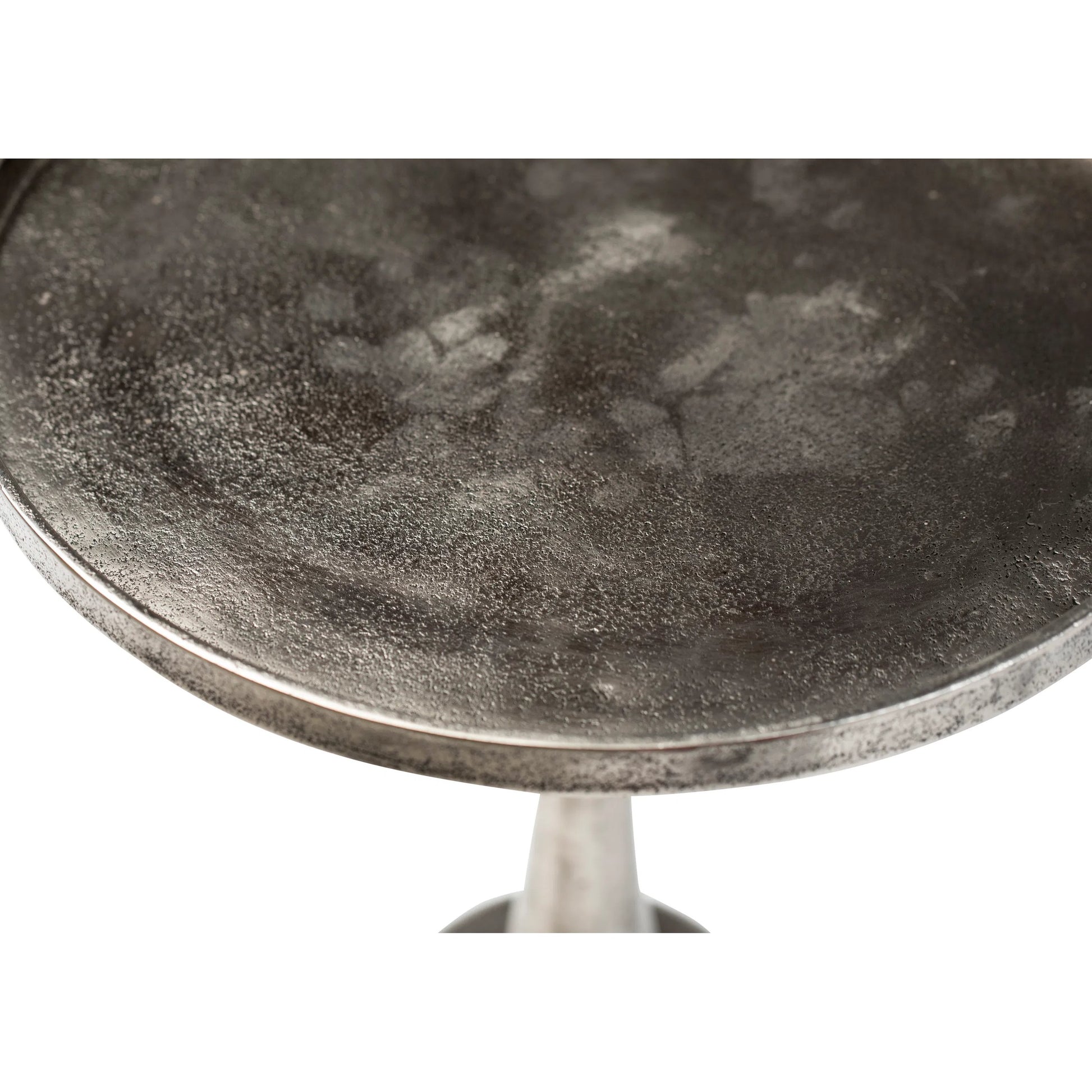Lyda Side Table by Arch & Plane in raw nickel with black patina finish. Made from cast aluminum in a modern style.