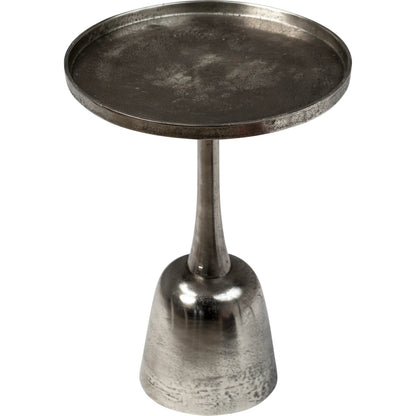 Lyda Side Table by Arch & Plane in raw nickel with black patina finish. Made from cast aluminum in a modern style.