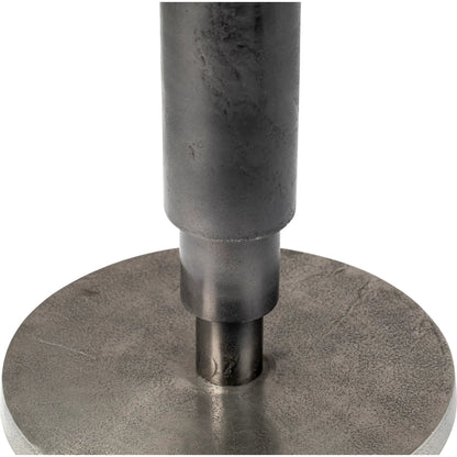 Blake Industrial Bistro Table by Arch & Plane in silver and raw nickel with black patina finish. Made from cast aluminum in a modern style.