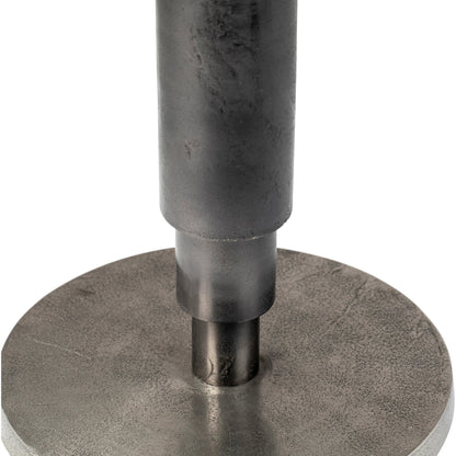 Blake Industrial Bistro Table by Arch & Plane in silver and raw nickel with black patina finish. Made from cast aluminum in a modern style.