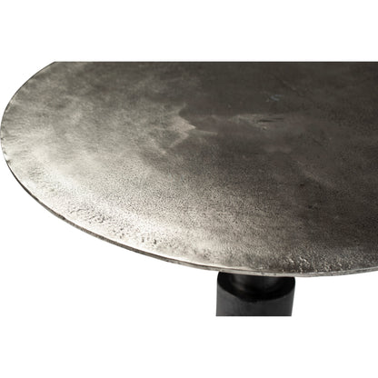 Blake Industrial Bistro Table by Arch & Plane in silver and raw nickel with black patina finish. Made from cast aluminum in a modern style.