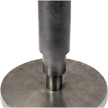 Blake Industrial Bistro Table by Arch & Plane in silver and raw nickel with black patina finish. Made from cast aluminum in a modern style.