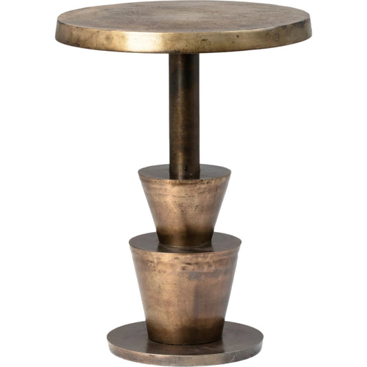 Kenway Art Deco Side Table by Arch & Plane in gold and antique brass finish. Made from cast aluminum in a modern style.