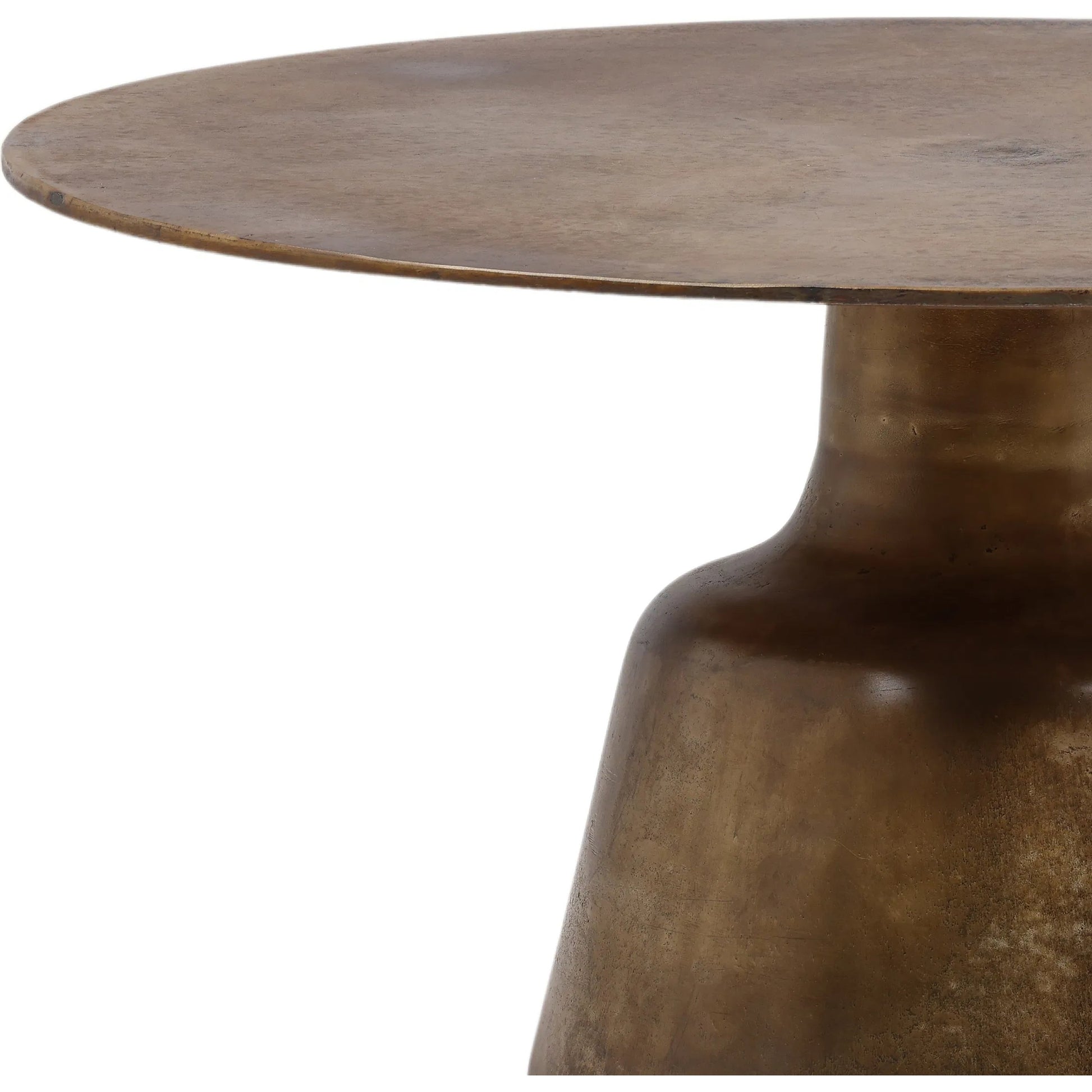 Golbez Coffee Table by Arch & Plane in vintage brass antique. Made from cast aluminum in a modern style.