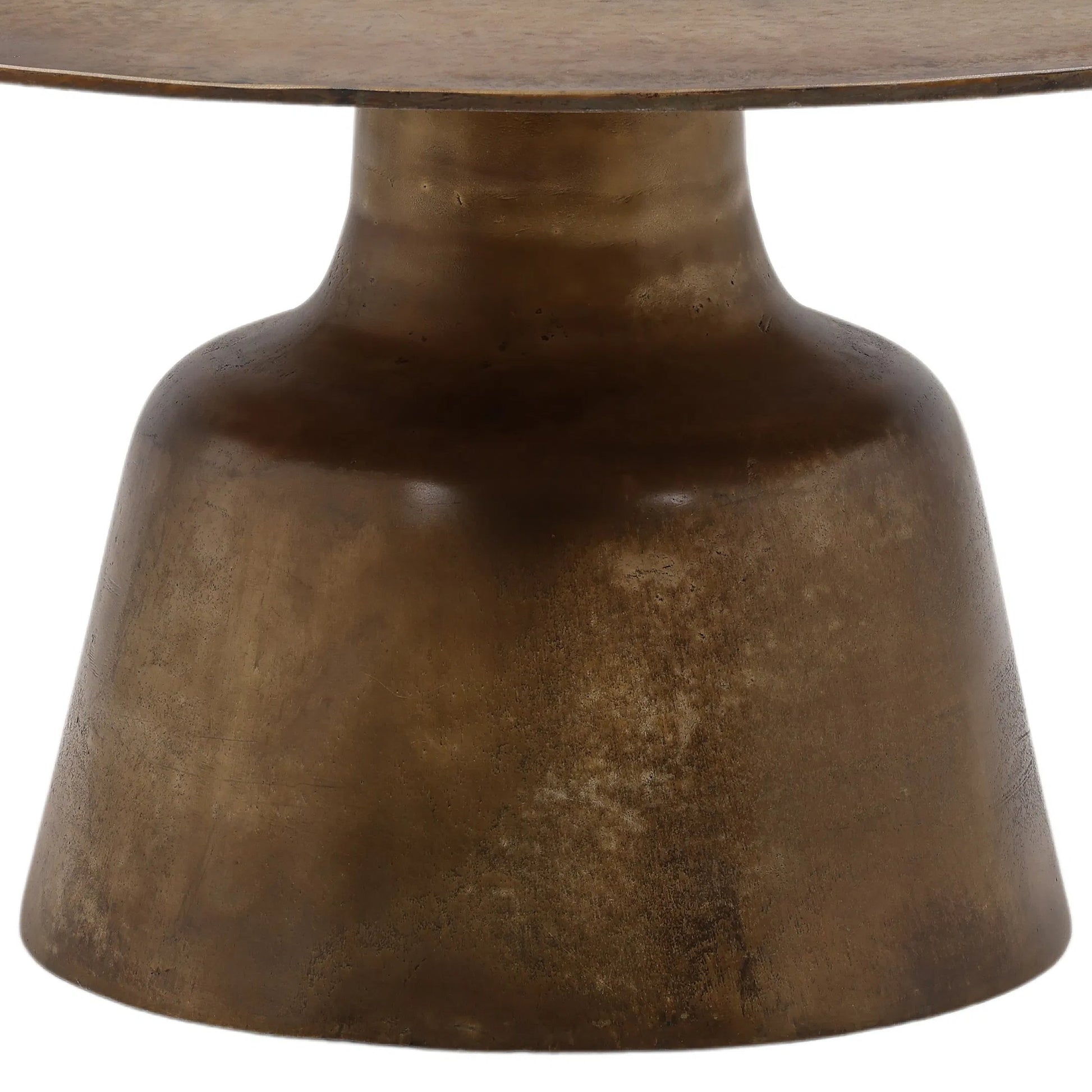 Golbez Coffee Table by Arch & Plane in vintage brass antique. Made from cast aluminum in a modern style.