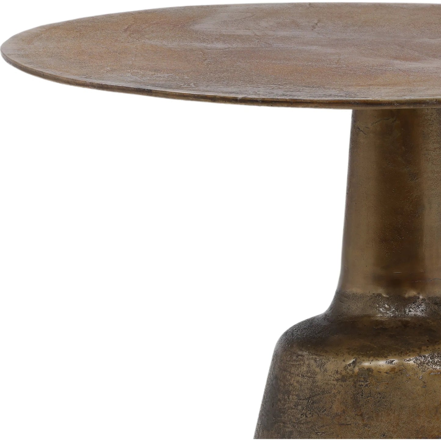 002 SI-2351122 | Closeup | Golbez Dining Table by Arch & Plane in antique brass. Made from cast aluminum in a modern style.