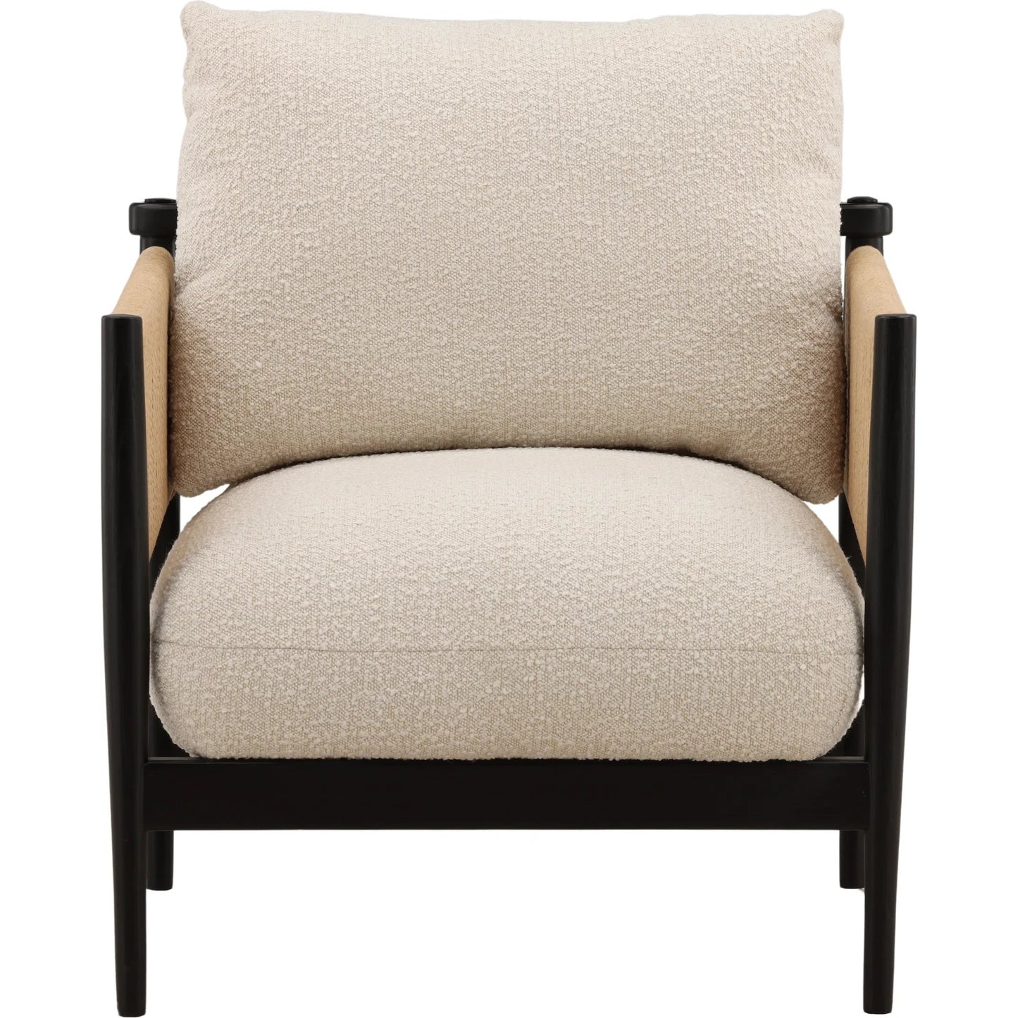 002 SI-2533085 | Additional Silo | Hank Occasional Chair by Arch & Plane in cream, black. Made from boucle fabric, twisted rope, ash wood in a unique style.