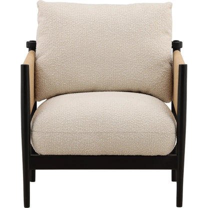 Hank Occasional Chair by Arch & Plane in cream, black. Made from boucle fabric, twisted rope, ash wood in a unique style.