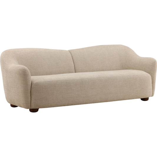 Franklyn Sofa by Arch & Plane. Made from two-tone basketweave fabric, rubber wood in a unique style.