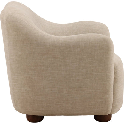 Franklyn Sofa Chair by Arch & Plane. Made from two-tone basketweave fabric, rubber wood in a unique style.