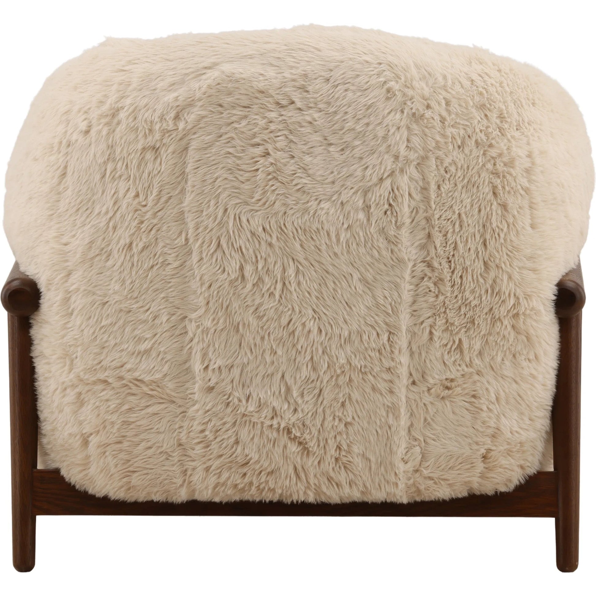 Nila Occasional Chair by Arch & Plane in cream, dark brown. Made from faux fur fabric, rubber wood in a unique style.
