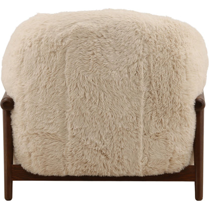 Nila Occasional Chair by Arch & Plane in cream, dark brown. Made from faux fur fabric, rubber wood in a unique style.