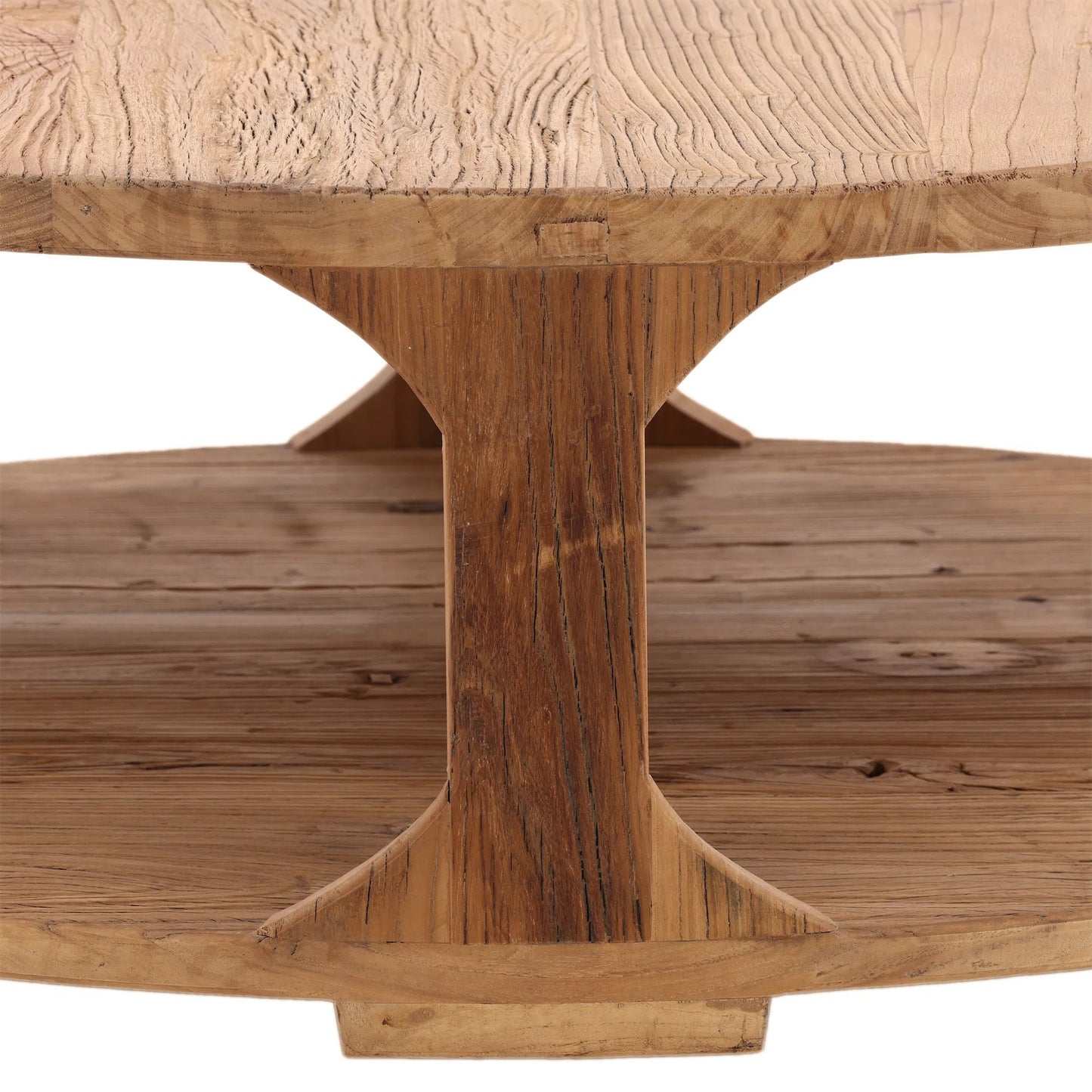 003 SI-2351150 | Closeup | Iva Coffee Table by Arch & Plane in natural wood sealed finish. Made from reclaimed elm wood in a transitional style.