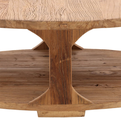 Iva Coffee Table by Arch & Plane in natural wood sealed finish. Made from reclaimed elm wood in a transitional style.