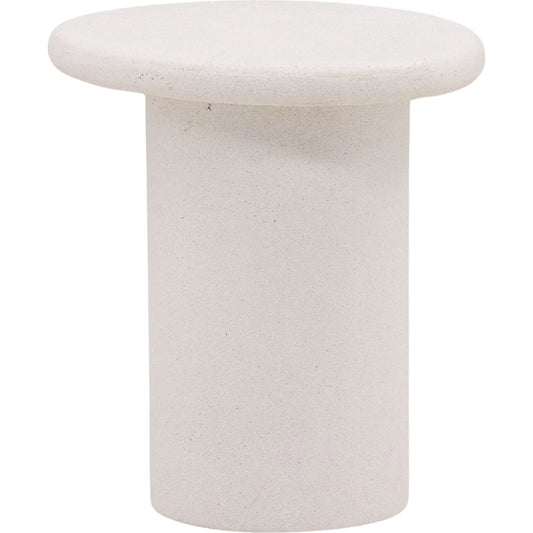 Raul Side Table by Arch & Plane in white. Made from lightweight concrete terrazzo in a unique style.