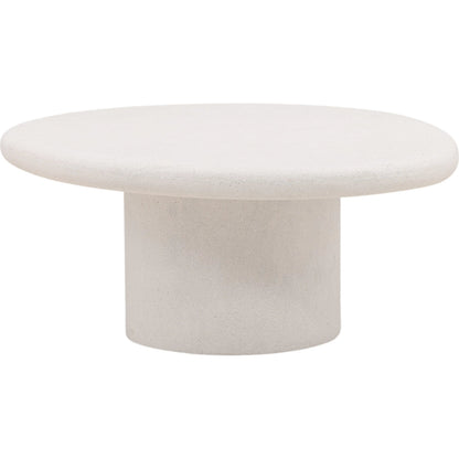 Kristy Coffee Table by Arch & Plane in white. Made from lightweight concrete terrazzo in a transitional style.