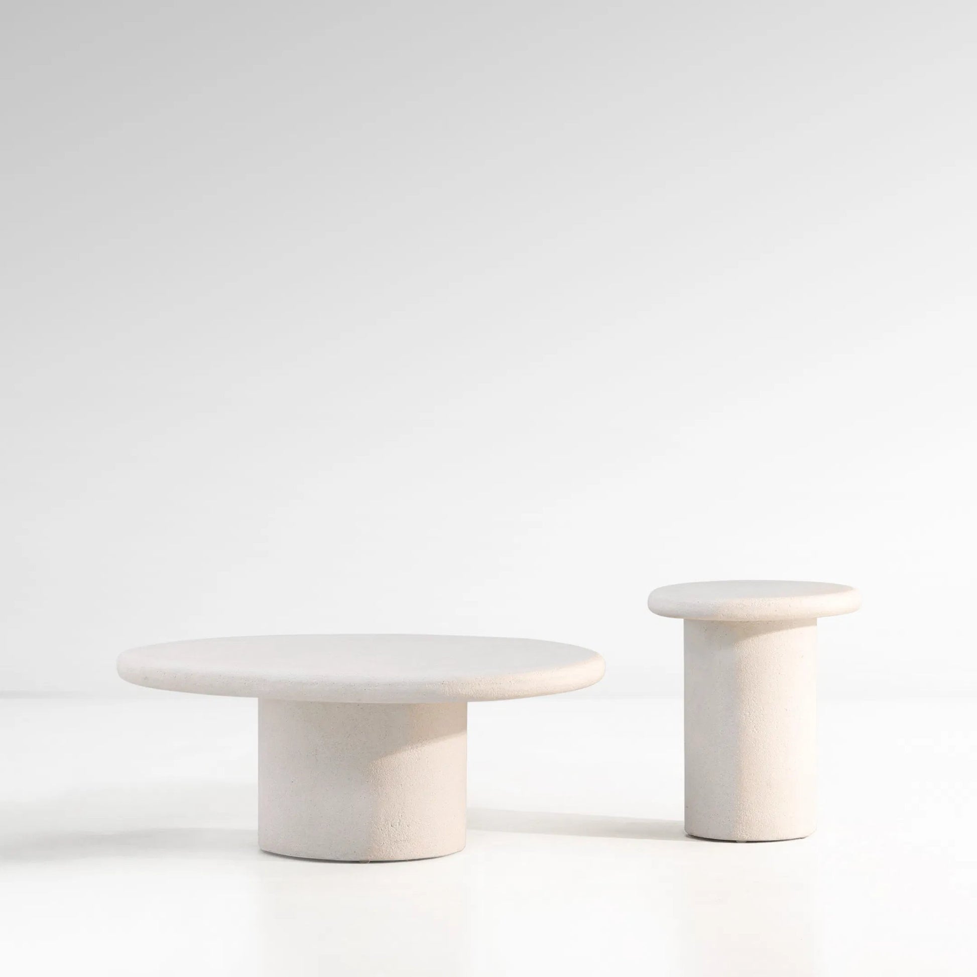 Kristy Coffee Table by Arch & Plane in white. Made from lightweight concrete terrazzo in a transitional style.
