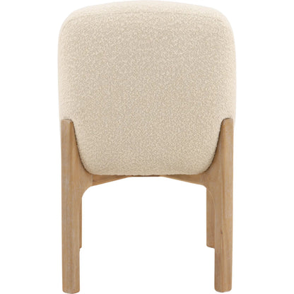 Susan Dining Chair (Set of 2) by Arch & Plane in cream, natural. Made from chunky boucle fabric, rubber wood in a unique style.