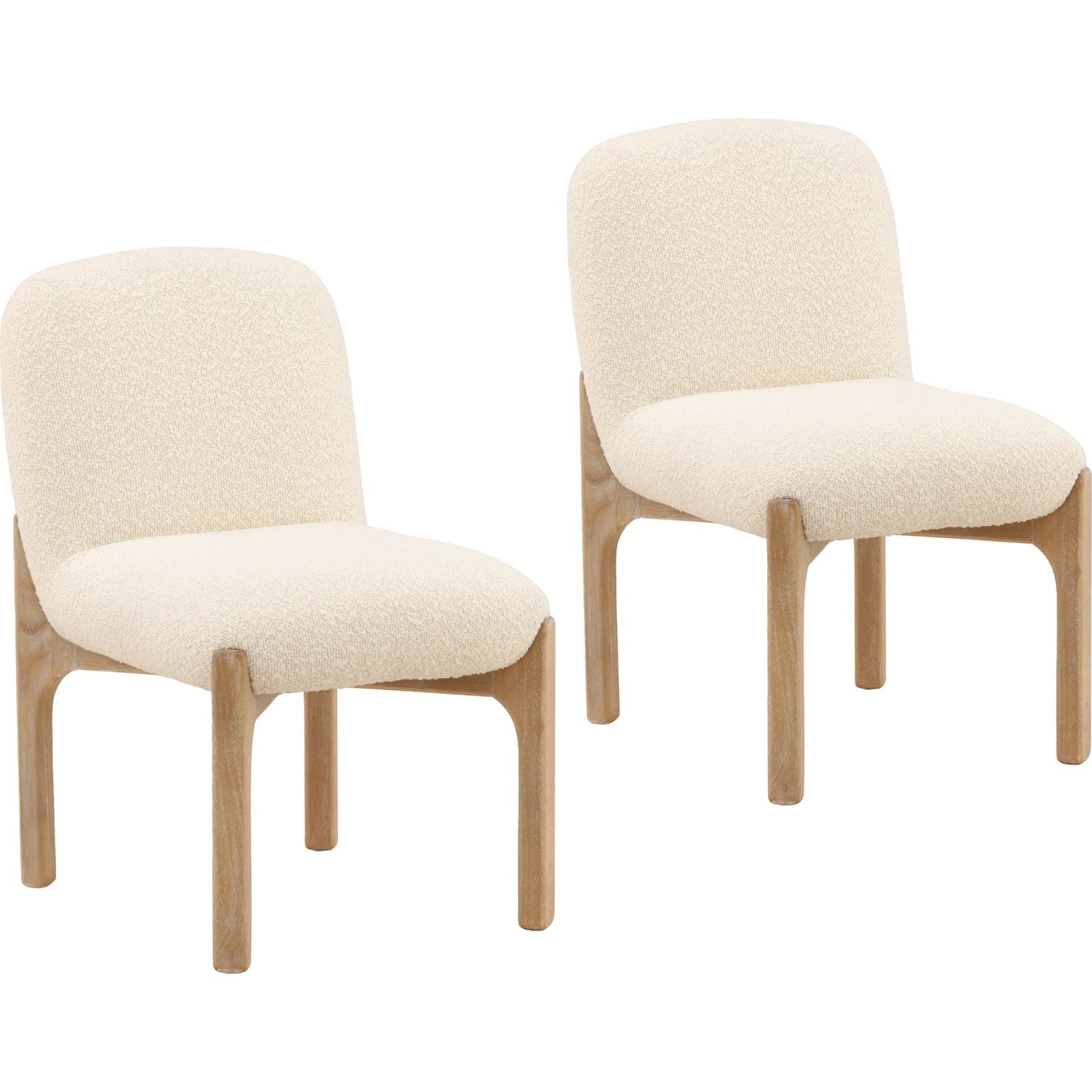 001 SI-2533096 | Primary Silo | Susan Dining Chair (Set of 2) by Arch & Plane in cream, natural. Made from chunky boucle fabric, rubber wood in a unique style.