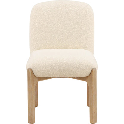 Susan Dining Chair (Set of 2) by Arch & Plane in cream, natural. Made from chunky boucle fabric, rubber wood in a unique style.
