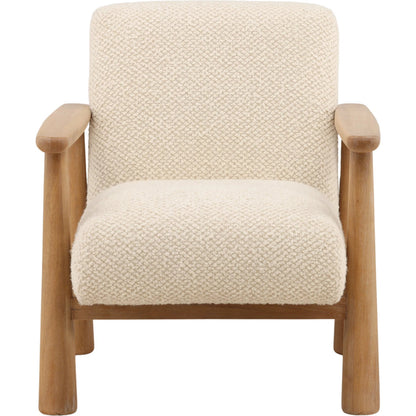 Alfonzo Occasional Chair by Arch & Plane in cream, light natural. Made from boucle fabric, rubber wood in a unique style.