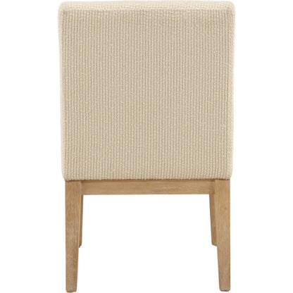 Ryleigh Dining Chair (Set of 2) by Arch & Plane in cream, light natural. Made from ribbed boucle fabric, rubber wood in a unique style.