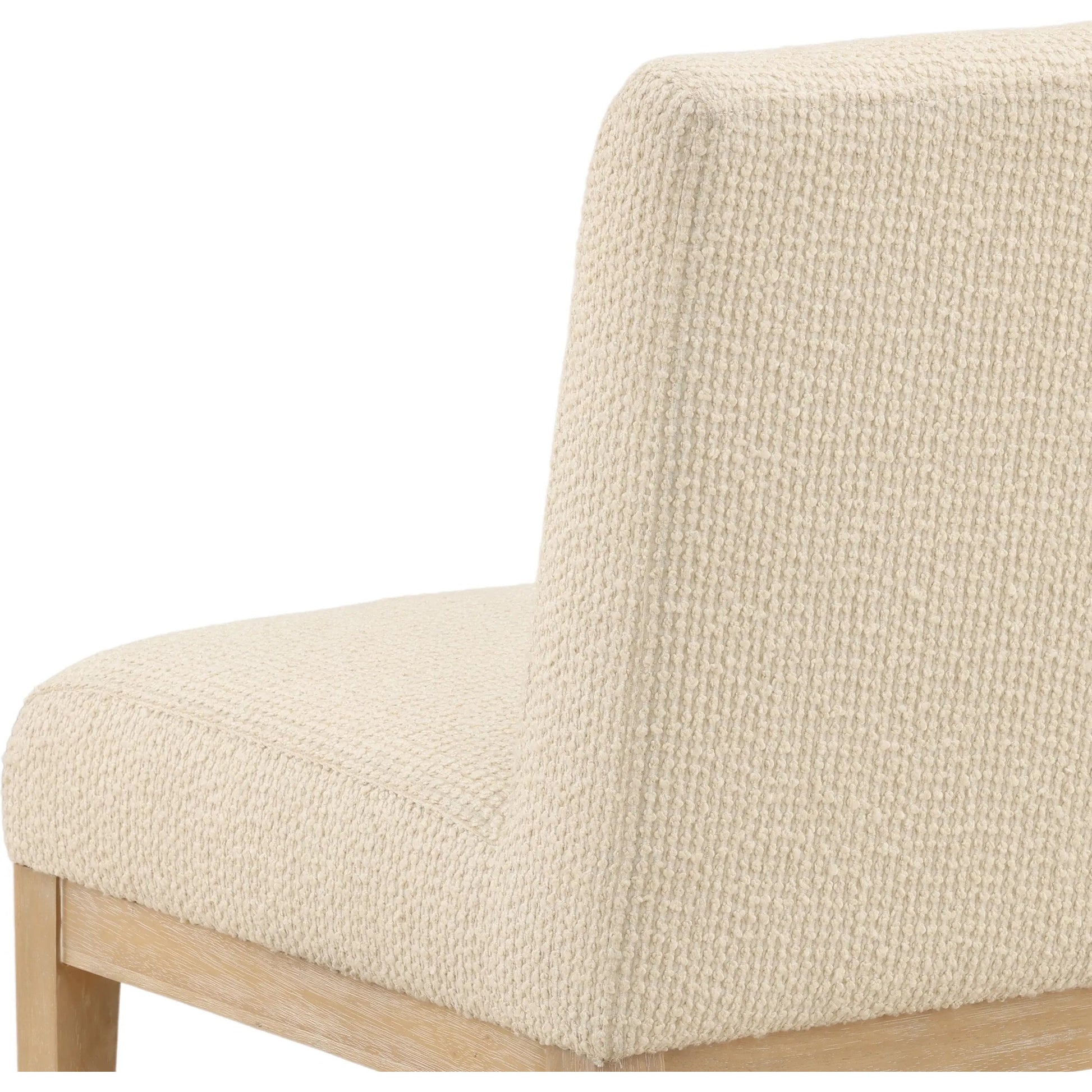 Ryleigh Dining Chair (Set of 2) by Arch & Plane in cream, light natural. Made from ribbed boucle fabric, rubber wood in a unique style.