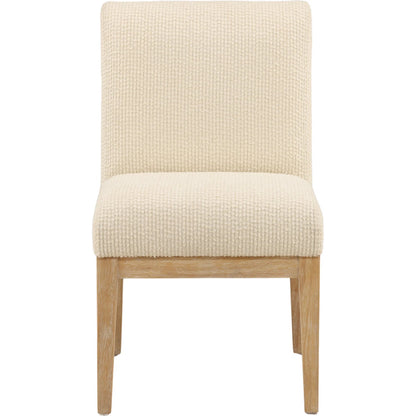 Ryleigh Dining Chair (Set of 2) by Arch & Plane in cream, light natural. Made from ribbed boucle fabric, rubber wood in a unique style.