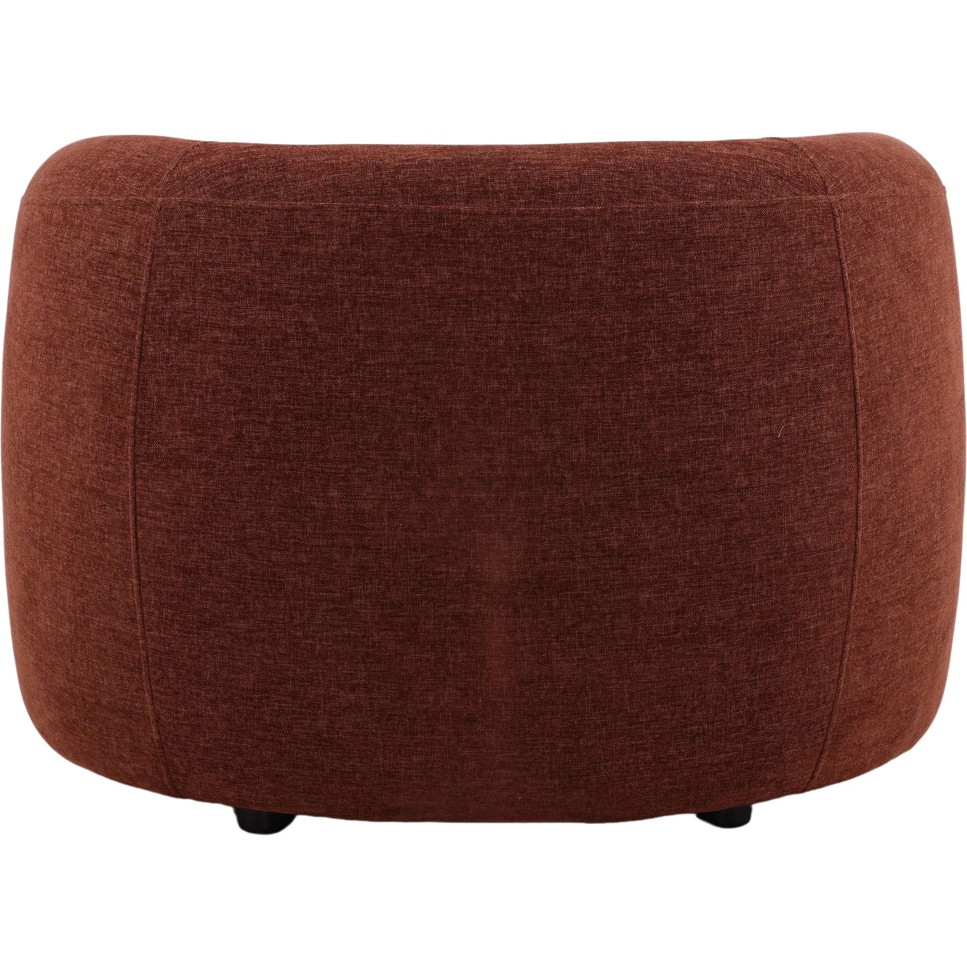 Carolina Occasional Chair by Arch & Plane in rust. Made from basketweave tweed fabric in a unique style.